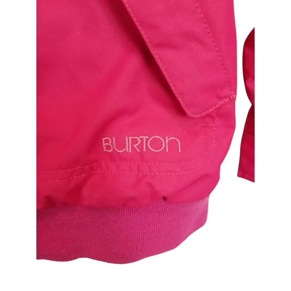 Burton Girls Pink Hooded Ski Snowboard Jacket Size Medium 10-12